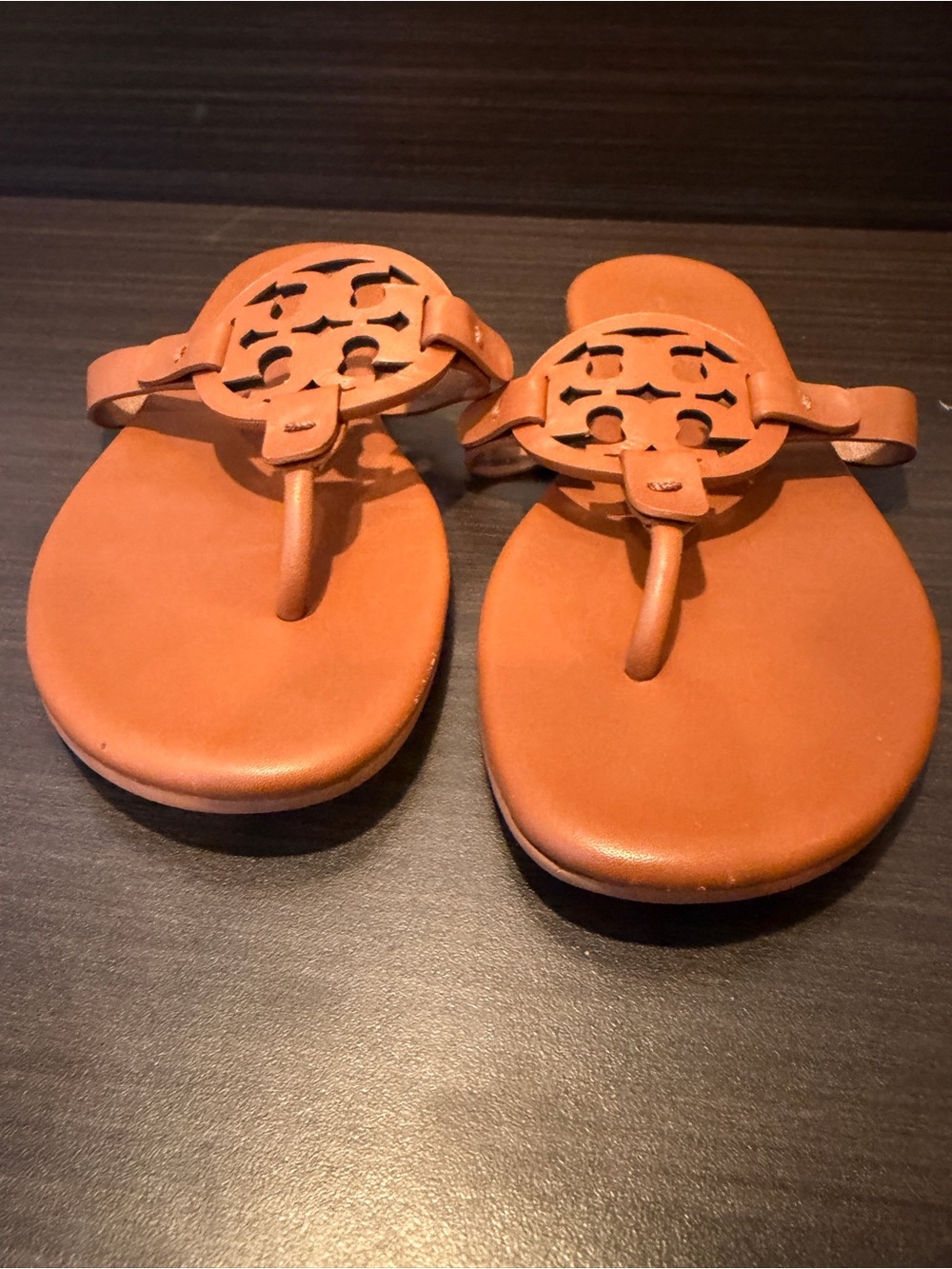 Tory Burch brown camel Miller Leather Sandals - Picture 2 of 3